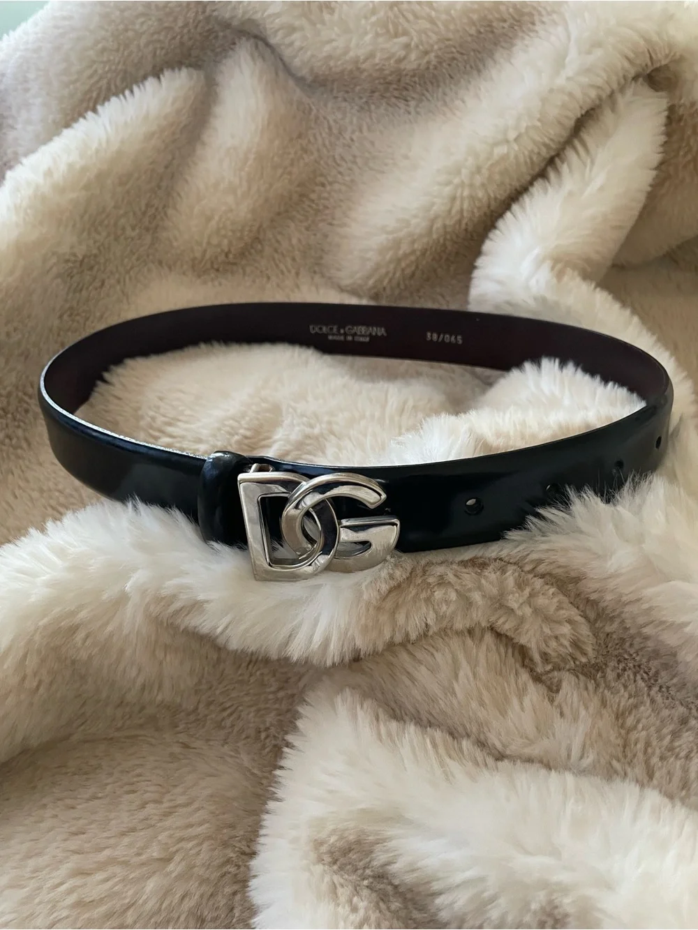 Dolce & Gabbana Black Belt with Silver DG Logo Buckle